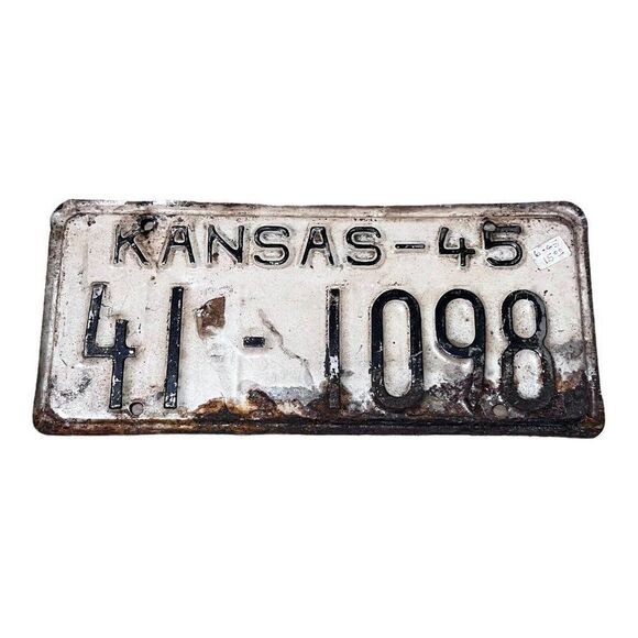 Vintage Kansas 1945 Collectible License Plate Original Tag # 41 1098 Man Cave - Picture 1 of 3